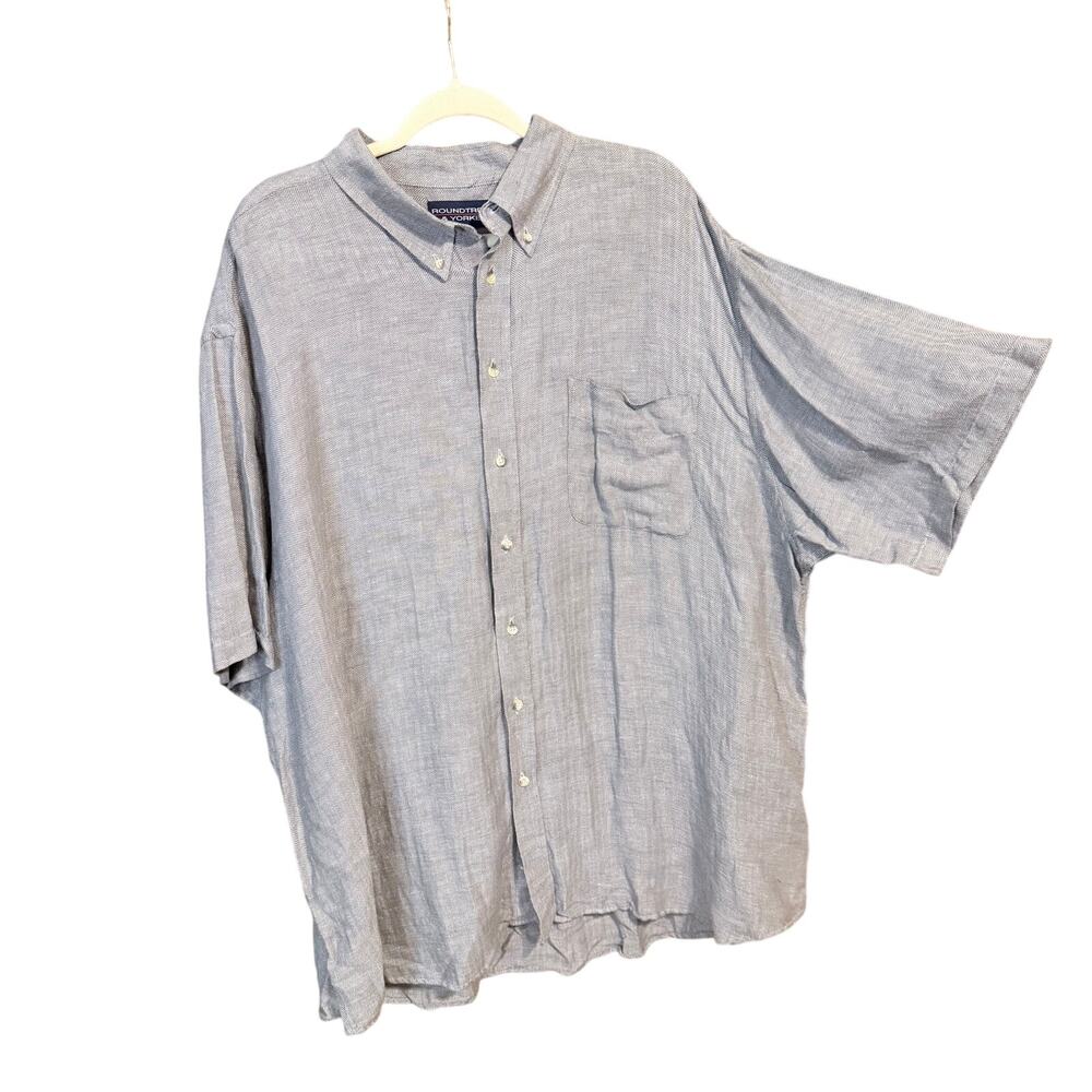 NWT roundtree & yorke linen cotton blend button front casual shirt XXL resort